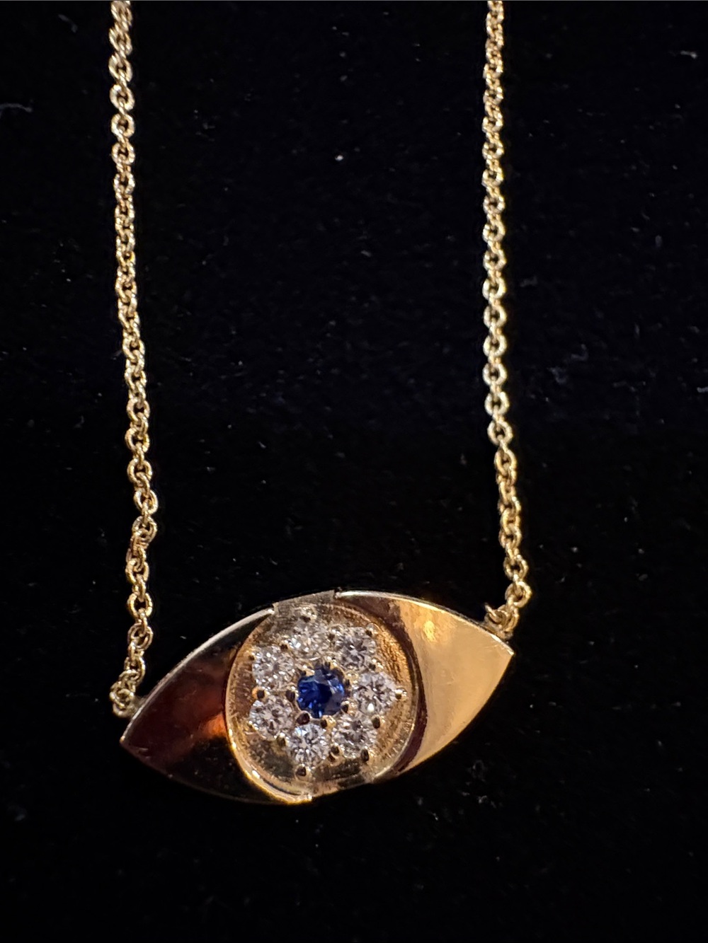 Adorable 14kt sold gold Evil Eye Pendant Necklace -